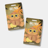 Monkey Nerd Hall Pass Abzeichen Ausweis (Vorder- & Rückseite)