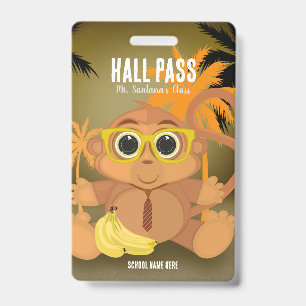 Monkey Nerd Hall Pass Abzeichen Ausweis