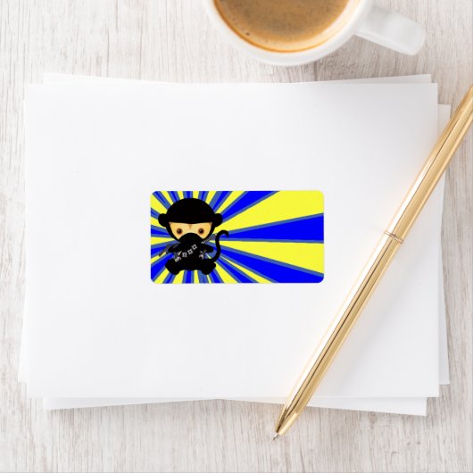 Monkey Ninja Kawaii Stil Adressaufkleber (Insitu)