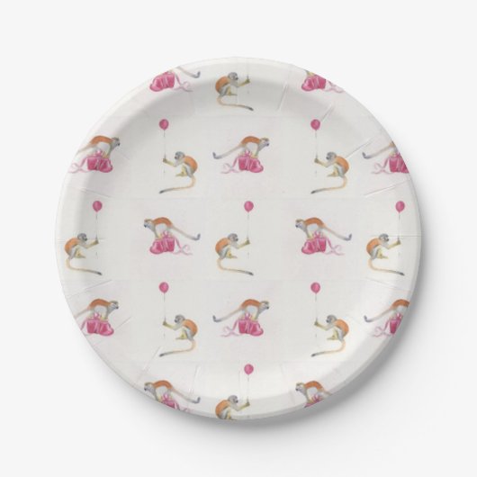 Monkey Party Birthday Paper plates Papieren Bordje Pappteller (Vorderseite)