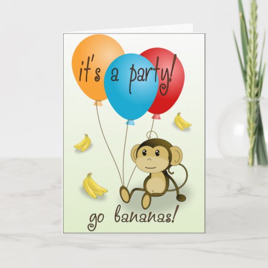 Monkey Party Invitation - Kids Einladung (Vorderseite)