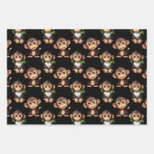 Monkey Pattern Design Black  Geschenkpapier Set (Vorderseite 3)