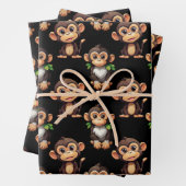Monkey Pattern Design Black  Geschenkpapier Set (Beispiel)