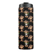 Monkey Pattern Design Black Thermosbecher (Vorderseite)