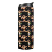 Monkey Pattern Design Black Thermosbecher (Nach links gedreht)