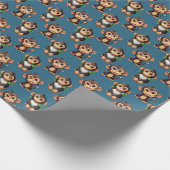 Monkey Pattern Design Blue  Geschenkpapier (Ecke)