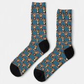 Monkey Pattern Design Blue  Socken (Linkes Detail)