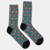 Monkey Pattern Design Blue  Socken (Rechts)