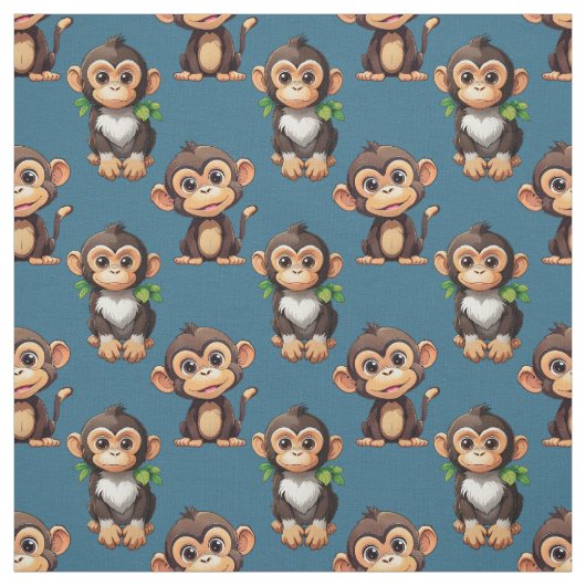 Monkey Pattern Design Blue  Stoff (Muster)