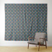 Monkey Pattern Design Blue  Wandteppich (Beispiel (Horizontal))