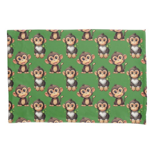 Monkey Pattern Design Green  Kissenbezug (Vorderseite)