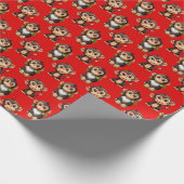 Monkey Pattern Design Red Geschenkpapier (Ecke)