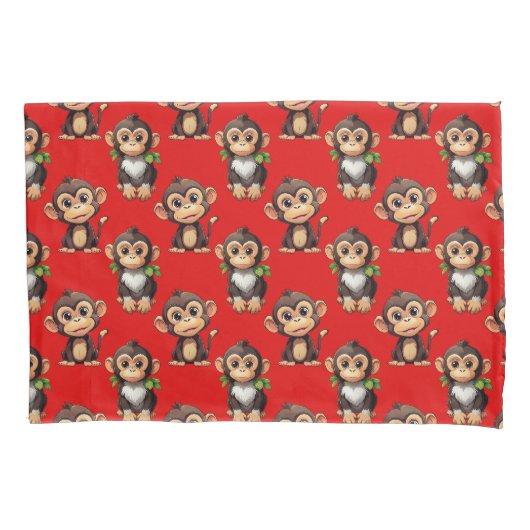 Monkey Pattern Design Red Kissenbezug (Vorderseite)