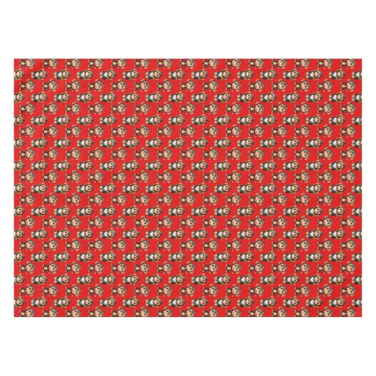 Monkey Pattern Design Red Tischdecke (Vorderseite (Horizontal))