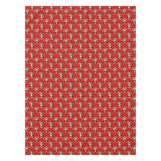Monkey Pattern Design Red Tischdecke (Vorderseite)