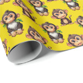 Monkey Pattern Design Yellow  Geschenkpapier (Rolleneckpunkt)