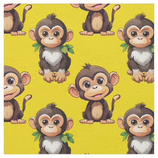 Monkey Pattern Design Yellow  Stoff (Nahaufnahme)