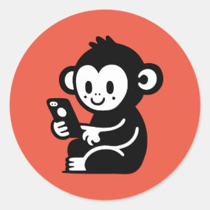 Monkey Phone Runder Aufkleber
