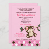 MONKEY PLAY 12x18 PINK GIRL BABY SHOWER Einladung (Vorne/Hinten)