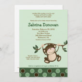 Monkey Play in Green Baby Dusche Einladen 5 x 7 Einladung (Vorne/Hinten)