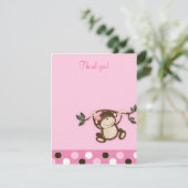 Monkey Play Pink 4x5 Flat Vielen Dank Dankeskarte (Stehend Vorderseite)