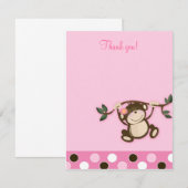 Monkey Play Pink 4x5 Flat Vielen Dank Dankeskarte (Vorne/Hinten)