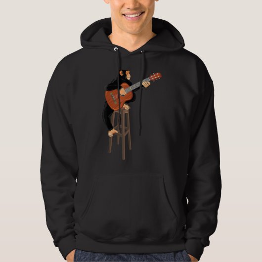 Monkey Playing Gitarre Funny Rock Lover Pun Unisex Hoodie (Vorderseite)