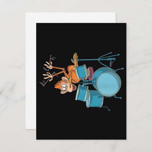 Monkey Plays Drums T - Shirt Geschenke Dankeskarte (Vorne/Hinten)