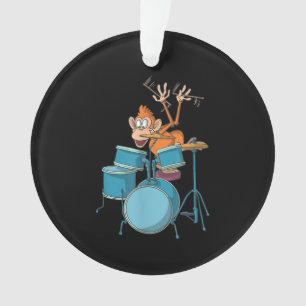 Monkey Plays Drums T - Shirt Geschenke Ornament