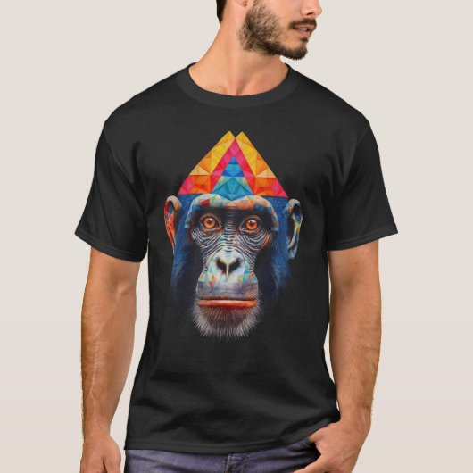 Monkey Polygon Colorful Zoo T-Shirt (Vorderseite)