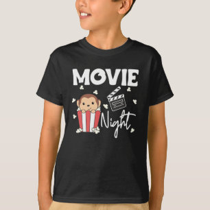 Monkey Popcorn Movie Night Sweet Monkey Movies T-Shirt