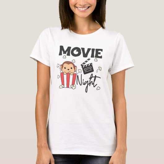 Monkey Popcorn Movie Night Sweet Monkey Movies T-Shirt (Vorderseite)
