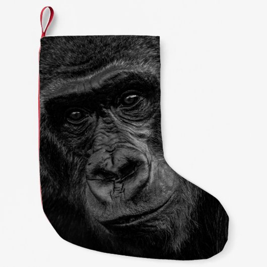 MONKEY PORTRAIT AUF BW KLEINER WEIHNACHTSSTRUMPF (Vorderseite)