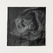MONKEY PORTRAIT AUF BW WANDTEPPICH (Vorderseite (Horizontal))