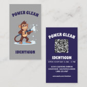 Monkey Power Clean with QR code Visitenkarte (Vorne/Hinten)