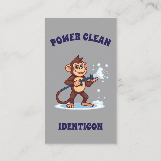 Monkey Power Clean with QR code Visitenkarte (Vorderseite)