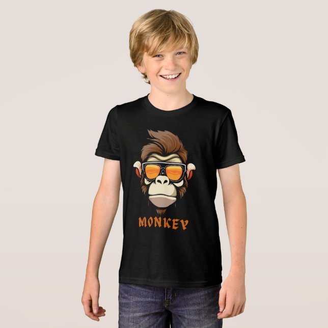 Monkey printed Tri-Blend shirt (Vorderseite voll)