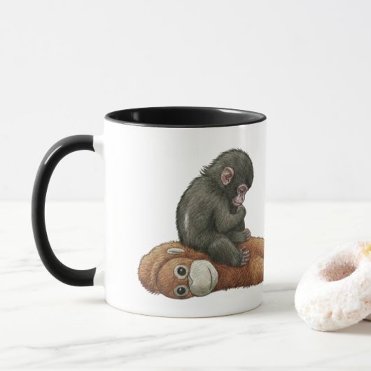 Monkey Punch, Baby Monkey Orangutan Hug  Tasse (Mit Donut)