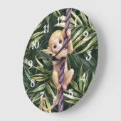 Monkey Purple Rope Green Leaves Große Wanduhr (Winkel)