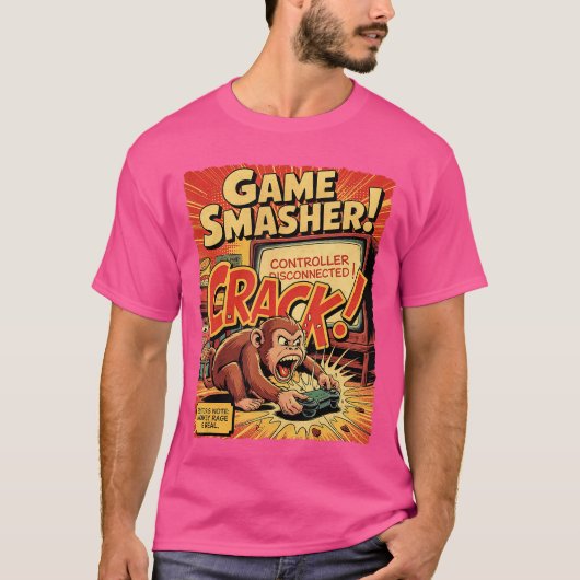 Monkey Rage Gamer Retro Comic Console Funny Video T-Shirt (Vorderseite)
