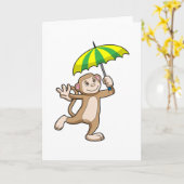 Monkey Rain Umbrella Karte (Gelbe Blume)