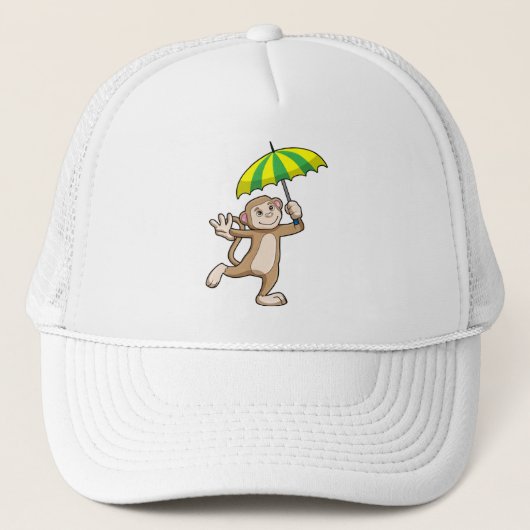 Monkey Rain Umbrella Truckerkappe (Vorderseite)