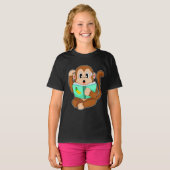 Monkey Reading Book T-Shirt (Vorne ganz)