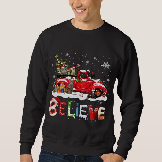 Monkey Riding Red Truck Weihnachtsbaum glauben San Sweatshirt (Vorderseite)
