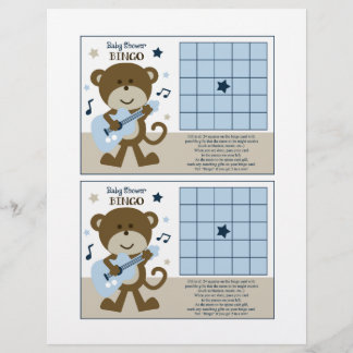 Monkey Rockerstar/Rocker "Baby Shower Bingo" Blatt