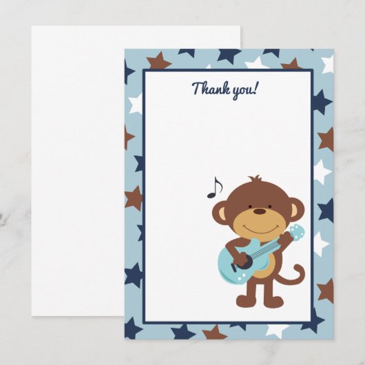 Monkey Rockstar Guitar Danke Karte (Vorne/Hinten)