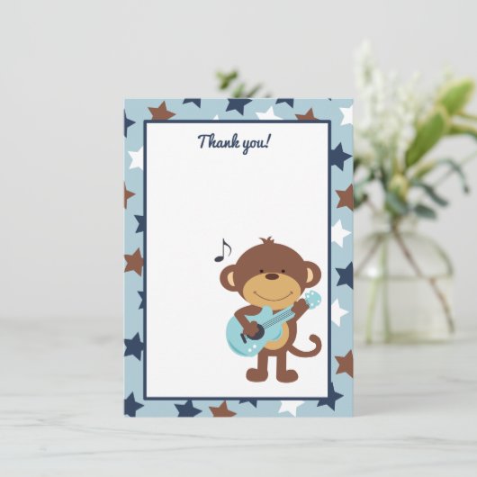 Monkey Rockstar Guitar Danke Karte (Stehend Vorderseite)