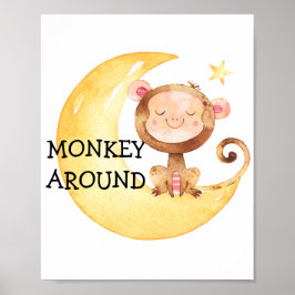 Monkey Safari Baby Kinderzimmer Poster Zitat Niedl