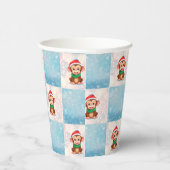 Monkey Santa Happy Frohe Weihnachts-Karo Muster Pappbecher (Rechts)