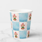 Monkey Santa Happy Frohe Weihnachts-Karo Muster Pappbecher (Vorderseite)